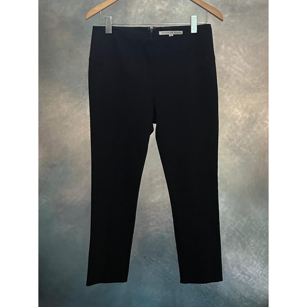 Veronica Beard Black Zip Back Scuba Pants High Rise Slim Leg Trousers Size 8